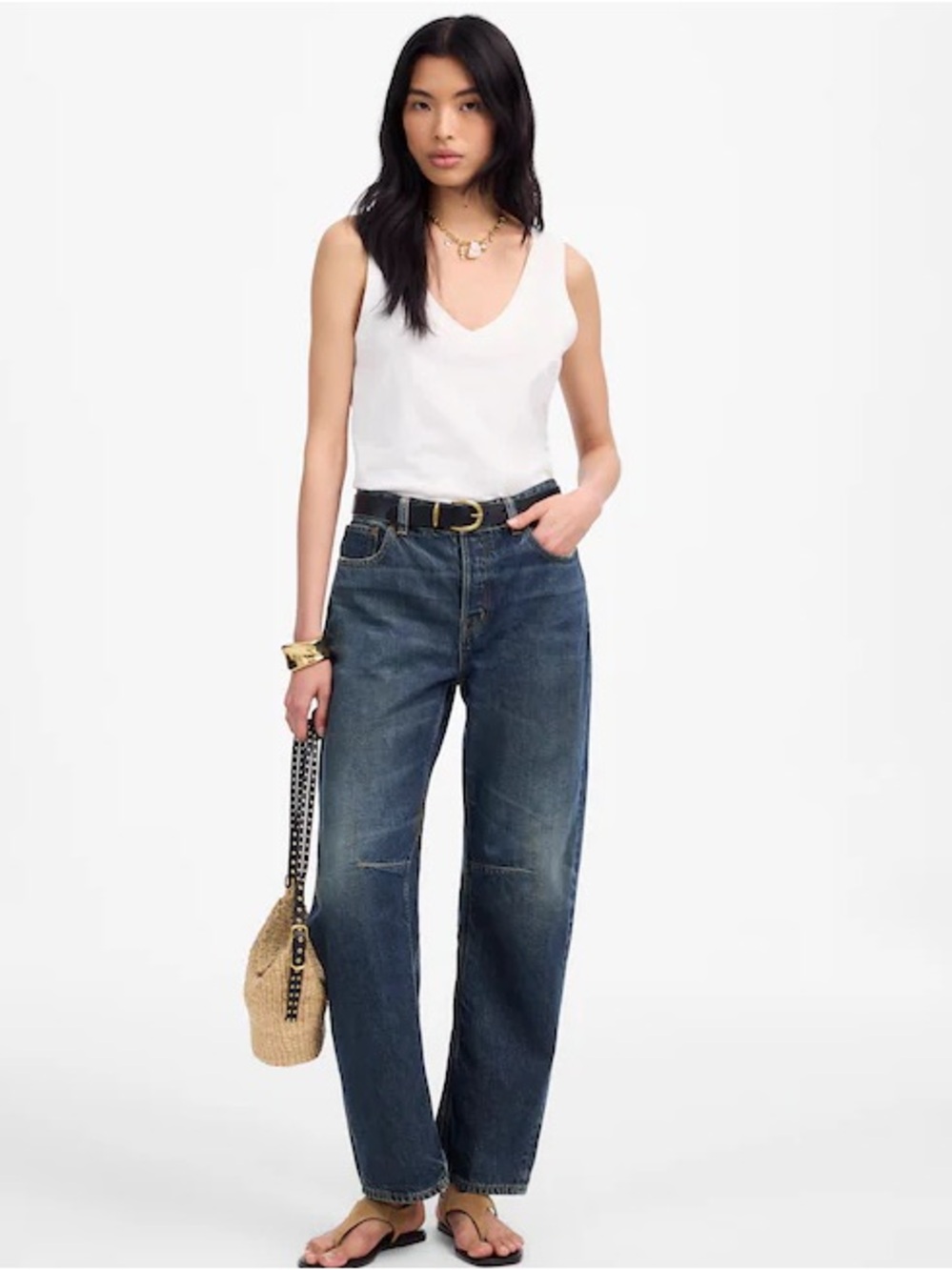 Madewell Darted Barrell Leg Jeans Danver Wash Sz 23 Dark Blue.